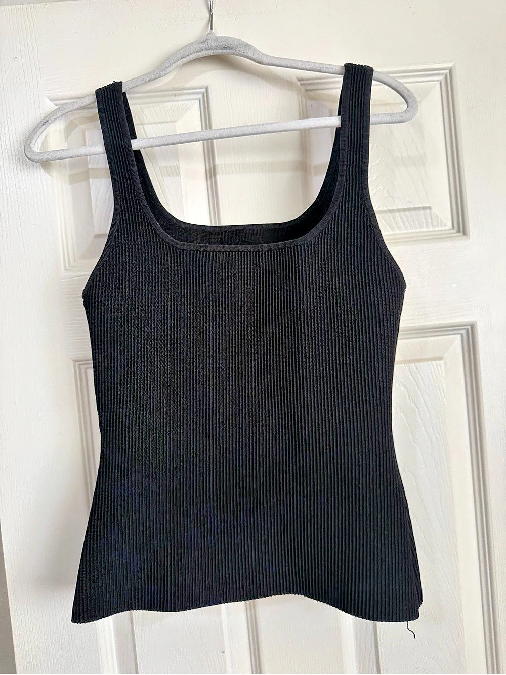 Babaton Sculpt Knit Squareneck Cropped Tank Black